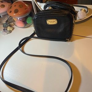 Mini black leather crossbody